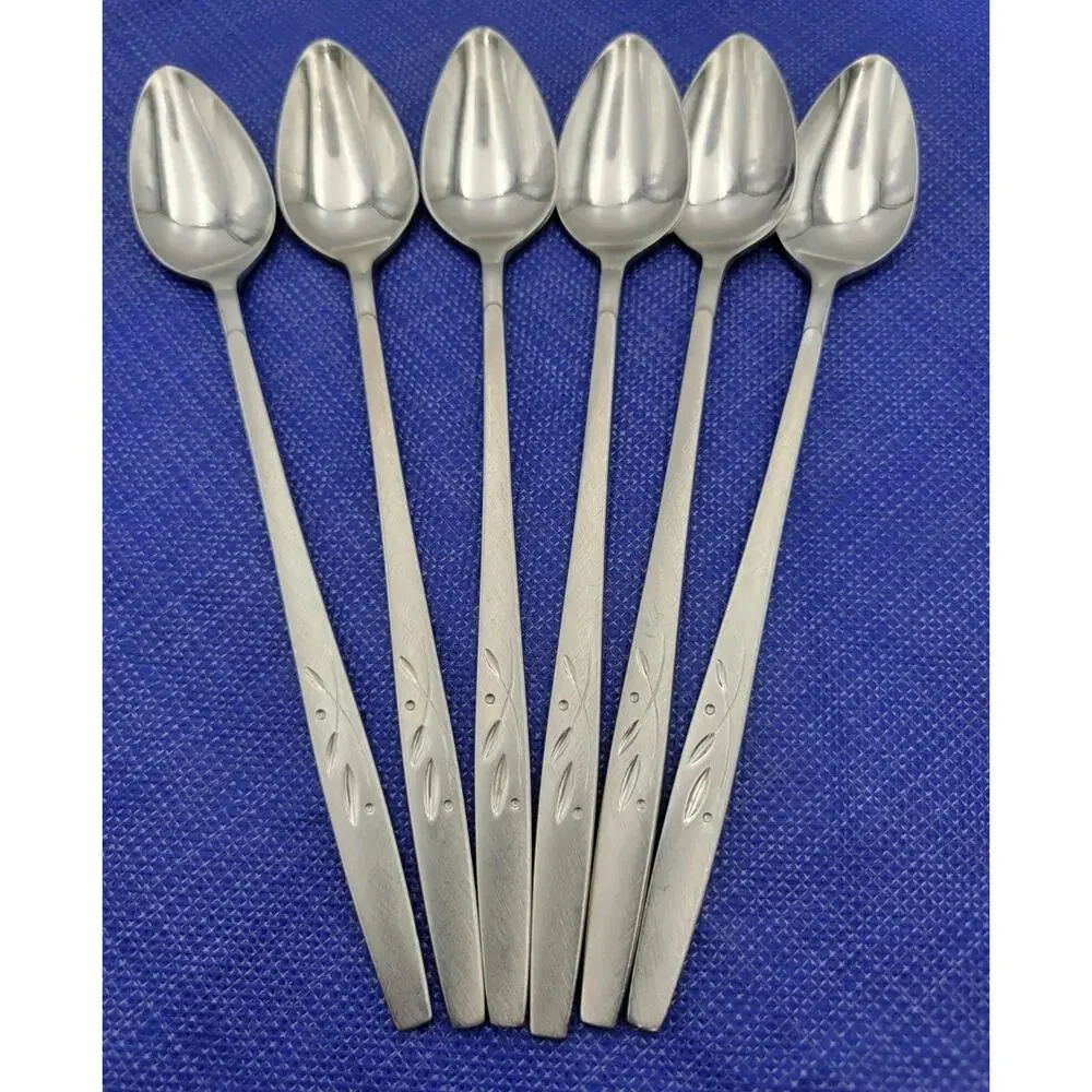 Oneida Will O' Wisp Iced Teaspoon Set 6 Stainless Flatware Rare Discontinued